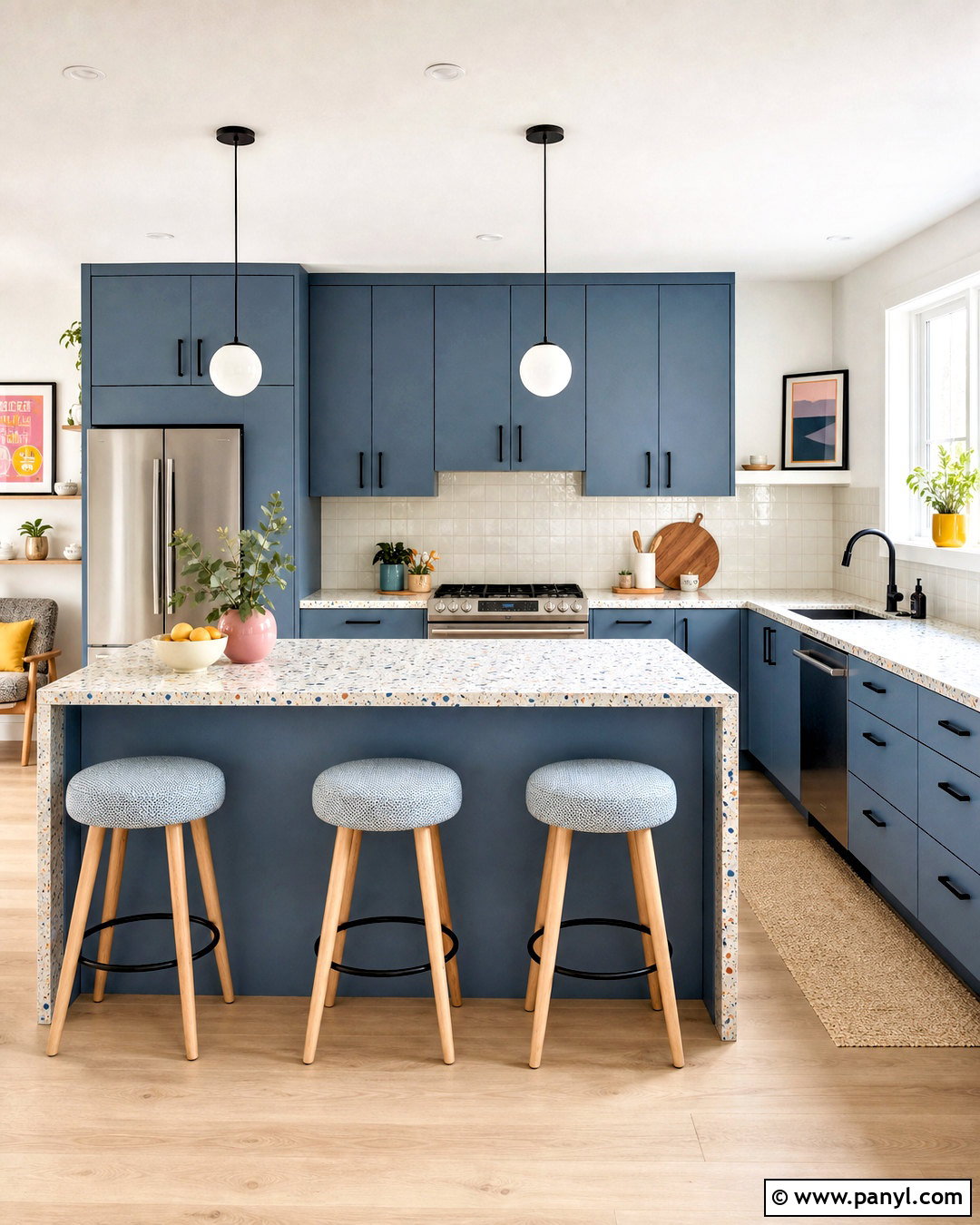Slate Blue Kitchen With Terrazzo - 20 slate blue kitchen ideas