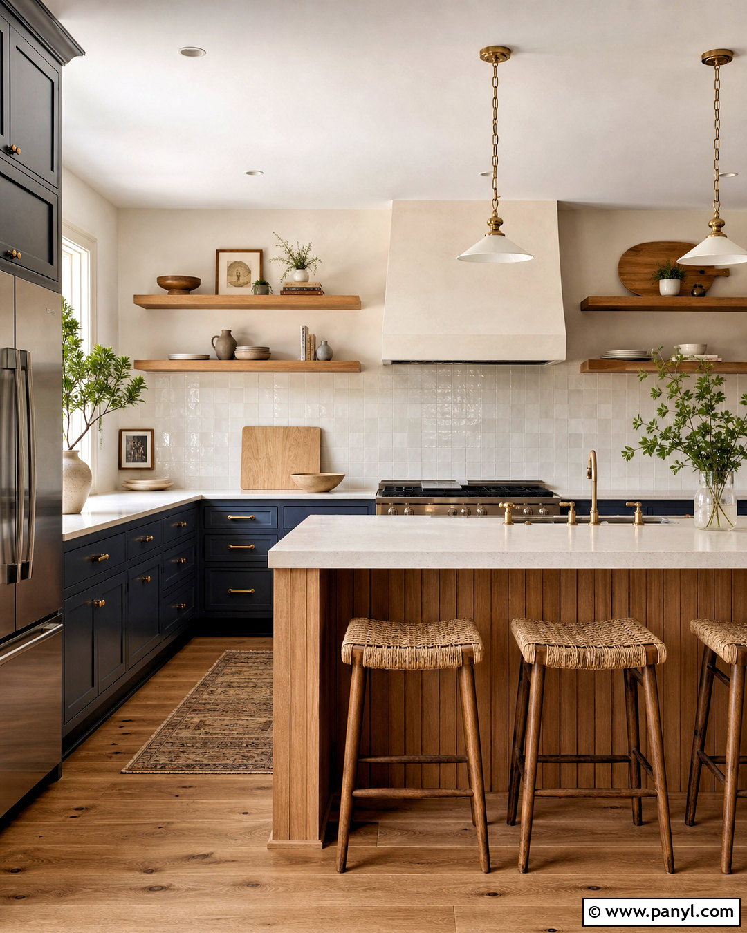 Slate Blue Kitchen With Warm Wood - 20 slate blue kitchen ideas
