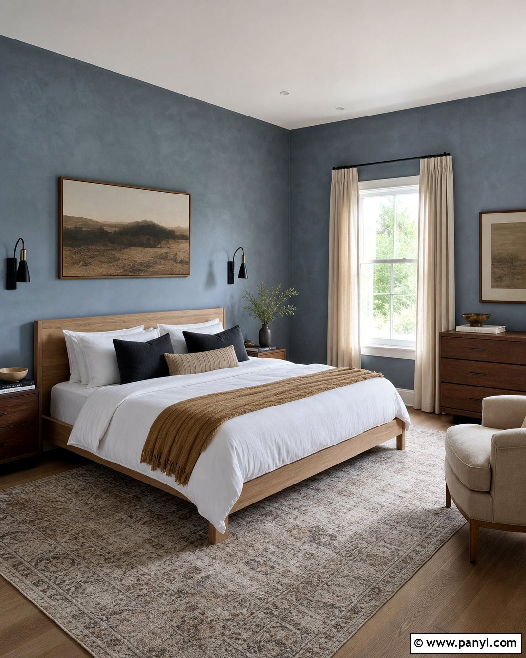 Slate Blue Limewash Bedroom - 50 Limewash Walls