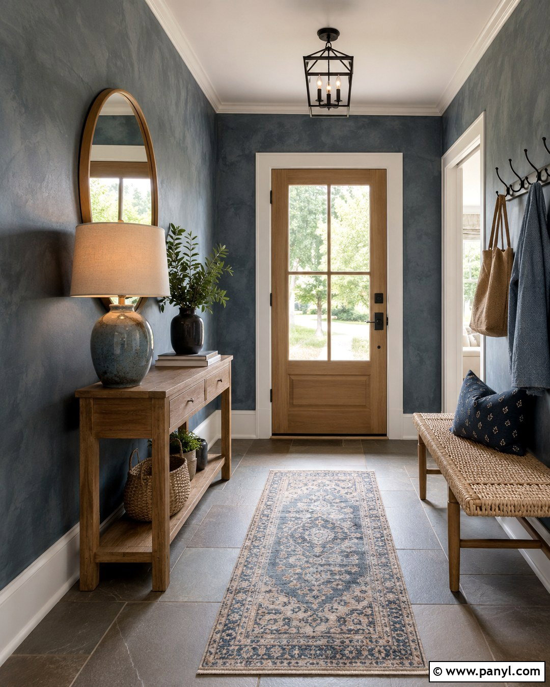 Slate Blue Limewash Entryway - 20 Limewash Dark Wall Ideas