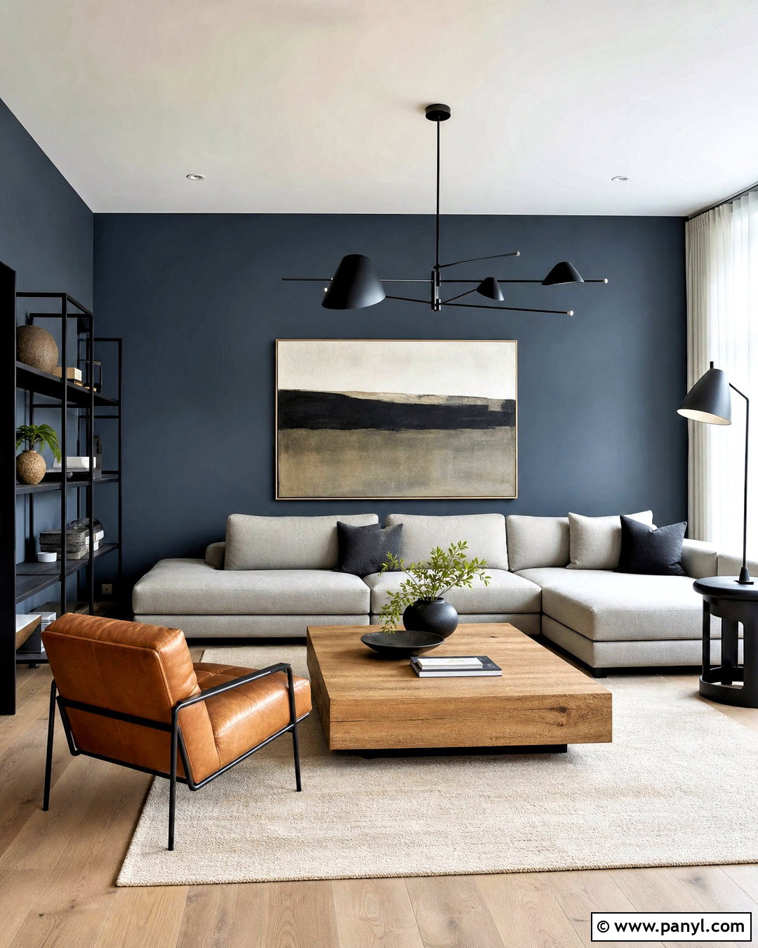 Slate Blue Living Room Walls With Black Accents - 20 blue living room walls