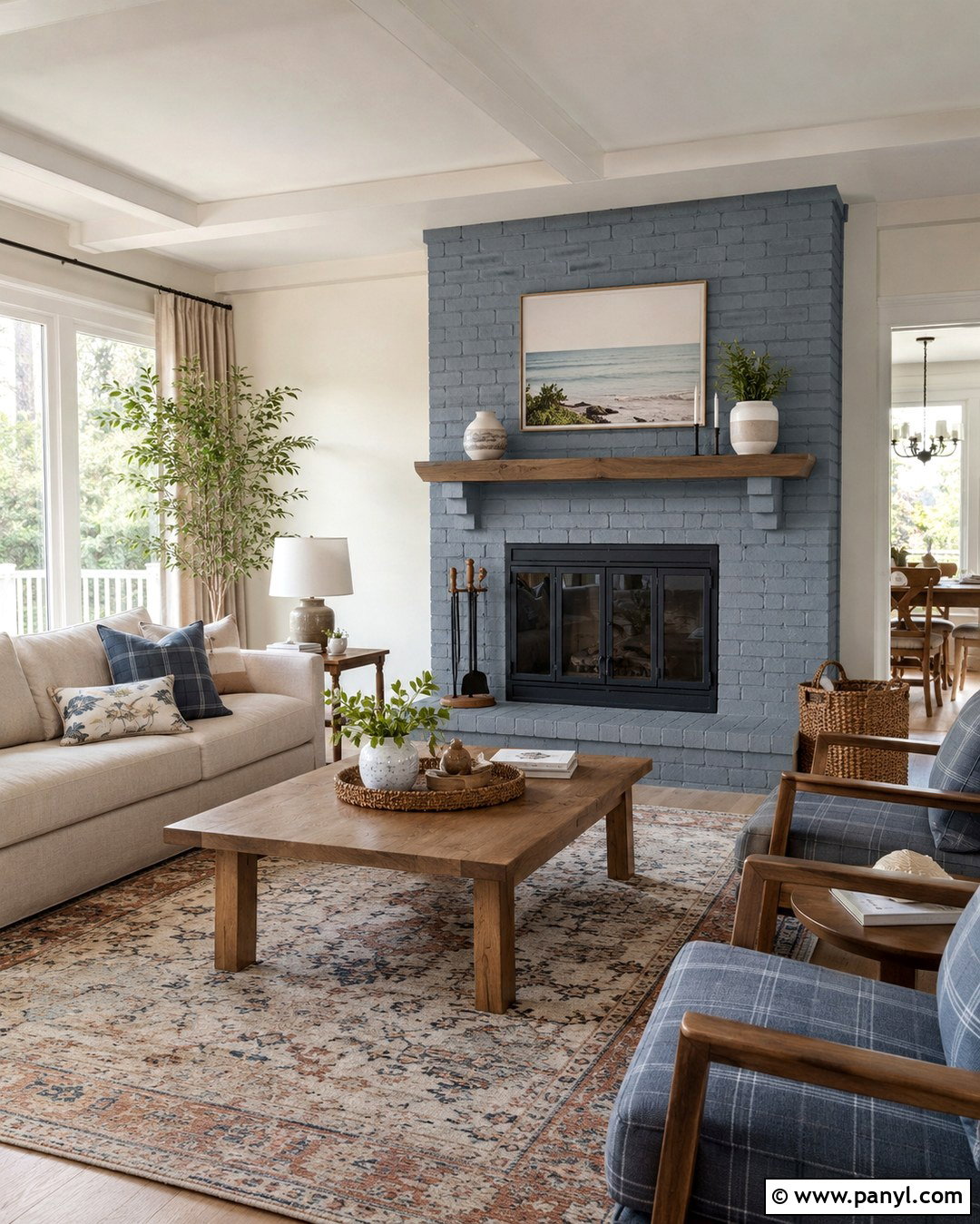 Slate Blue Painted Brick Fireplace - 20 Fireplace Colors Painted Brick Ideas