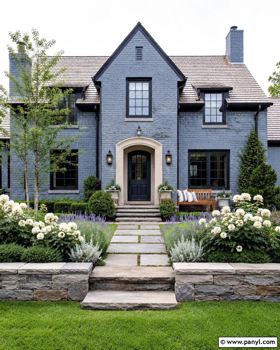 Slate Blue Painted Brick Wall - 20 painted brick wall exterior ideas