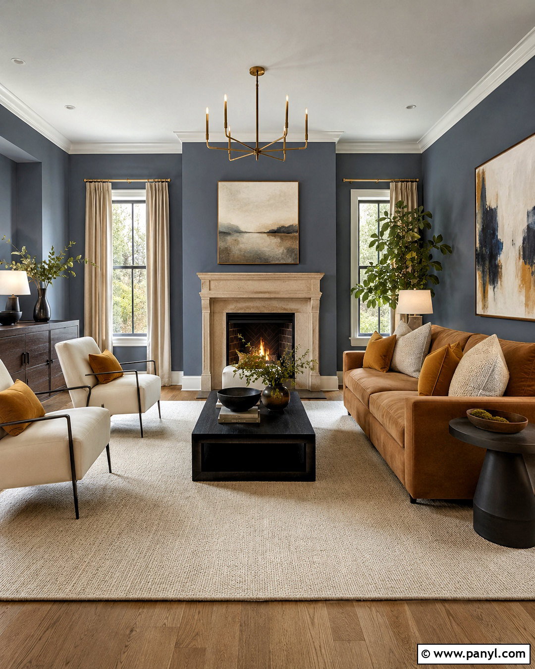 Slate Blue Sitting Room - 35 Sitting Room Paint Color Ideas