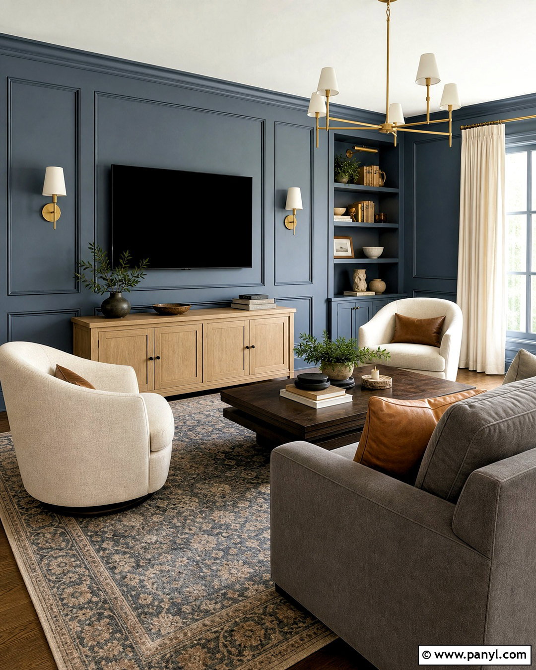 Slate Blue TV Wall - 20 tv wall color ideas living room ideas