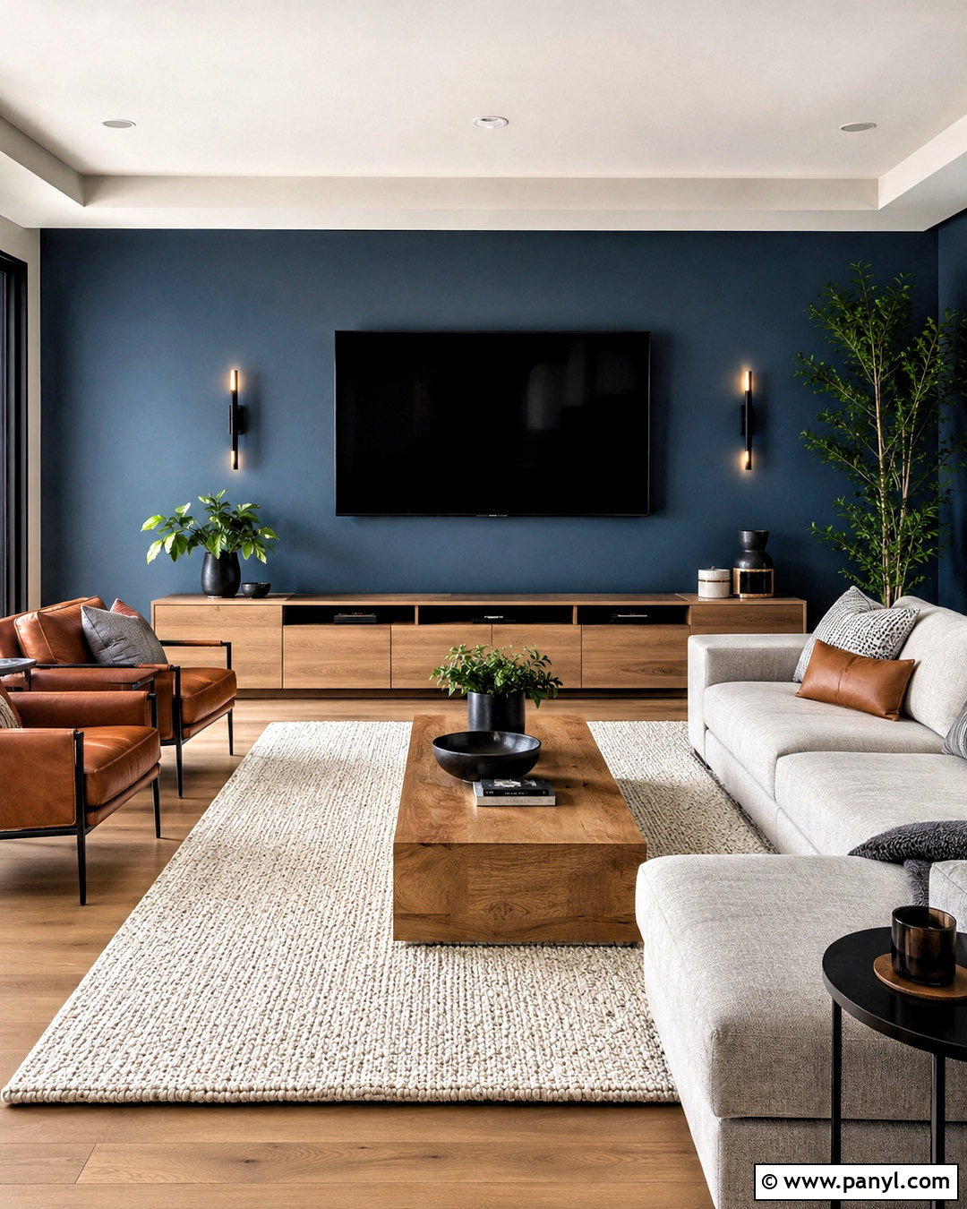 Slate Blue TV Wall - 35 tv wall color ideas