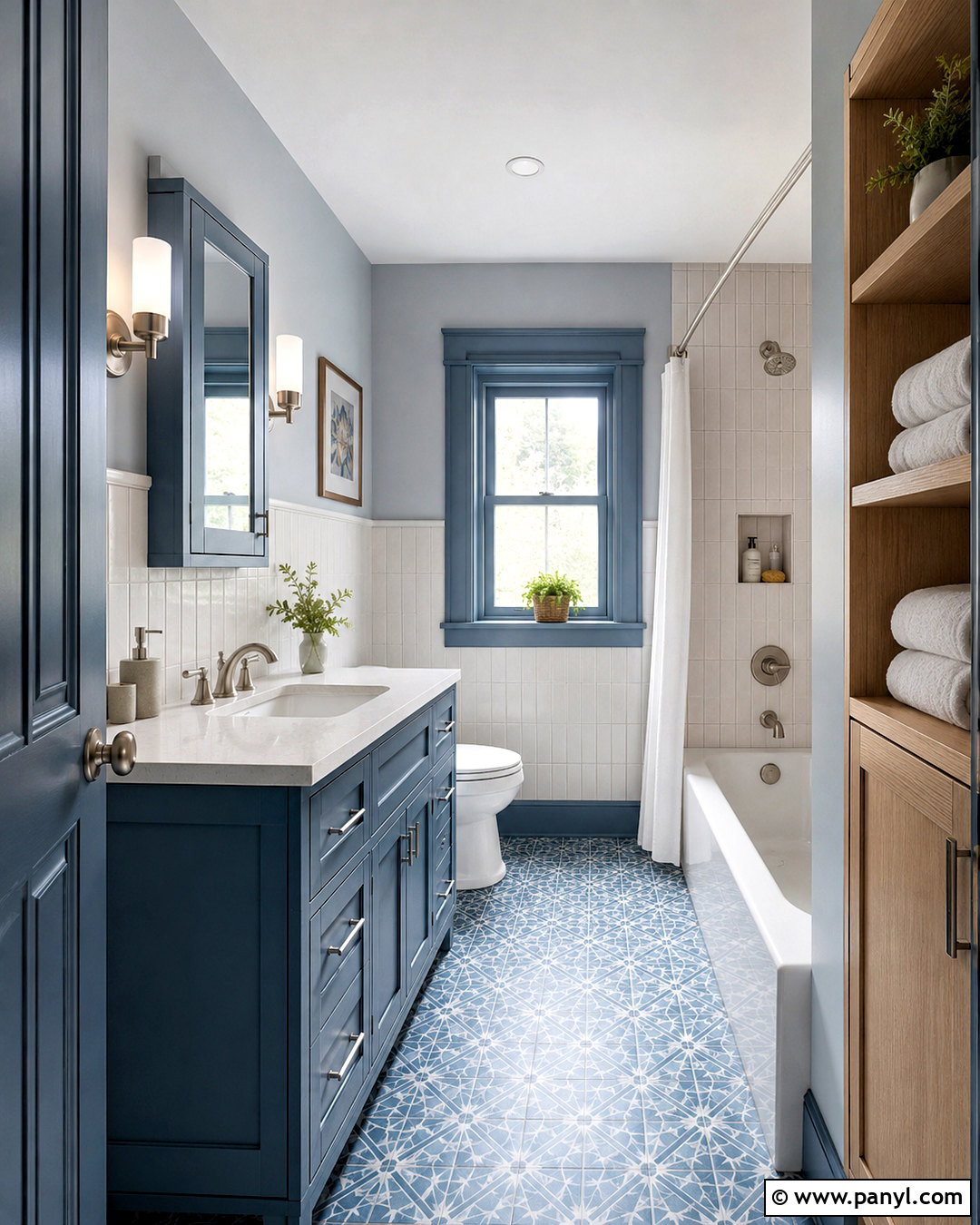 Slate Blue Trim Bathroom - 20 non white trim interior ideas