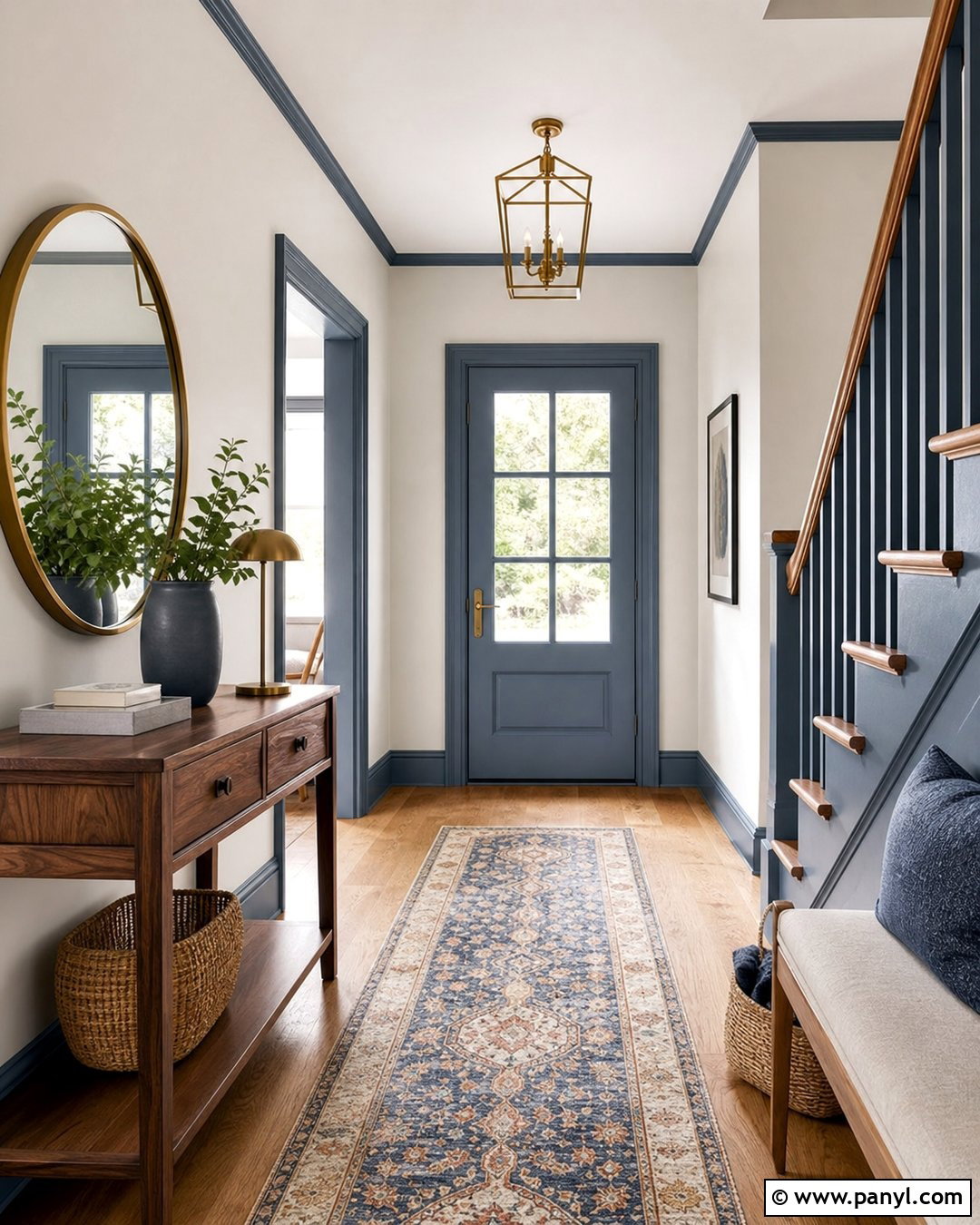 Slate Blue Trim Entryway - 35 Blue Trim White Walls