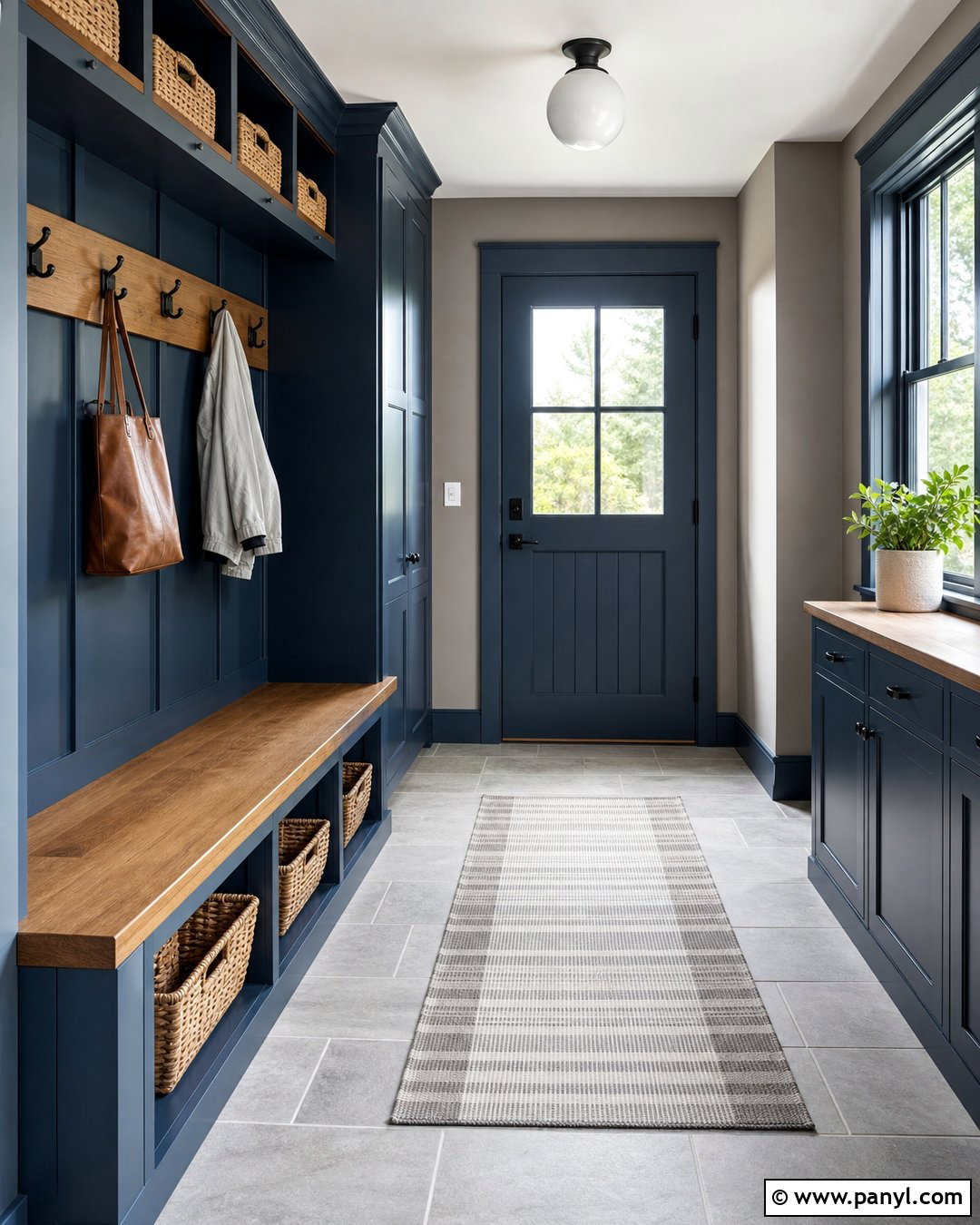 Slate Blue Trim With Warm Gray Walls - 45 darker trim lighter walls