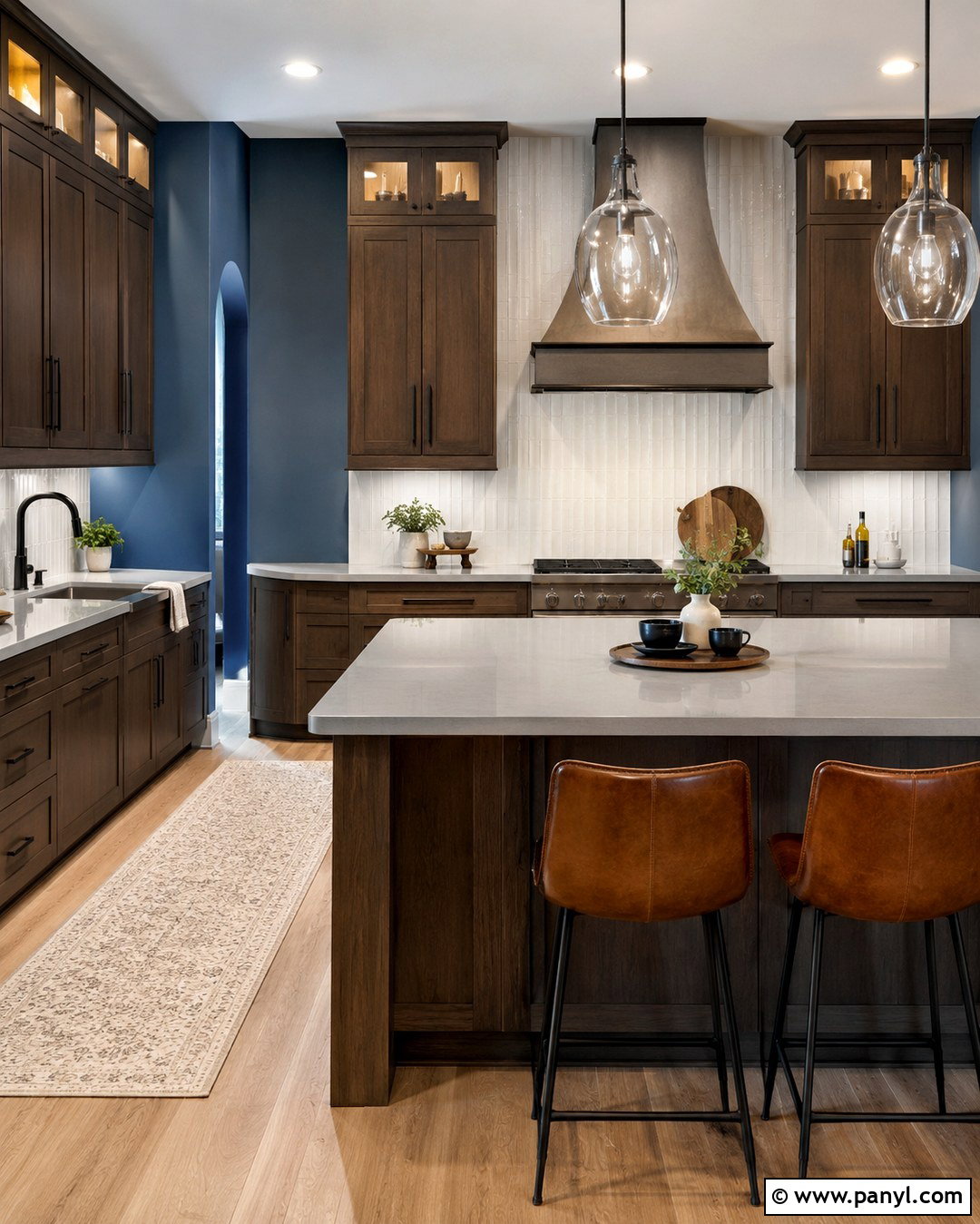 Slate Blue Walls With Chocolate Cabinets - 20 Brown Kitchen Ideas Paint Wall Colors