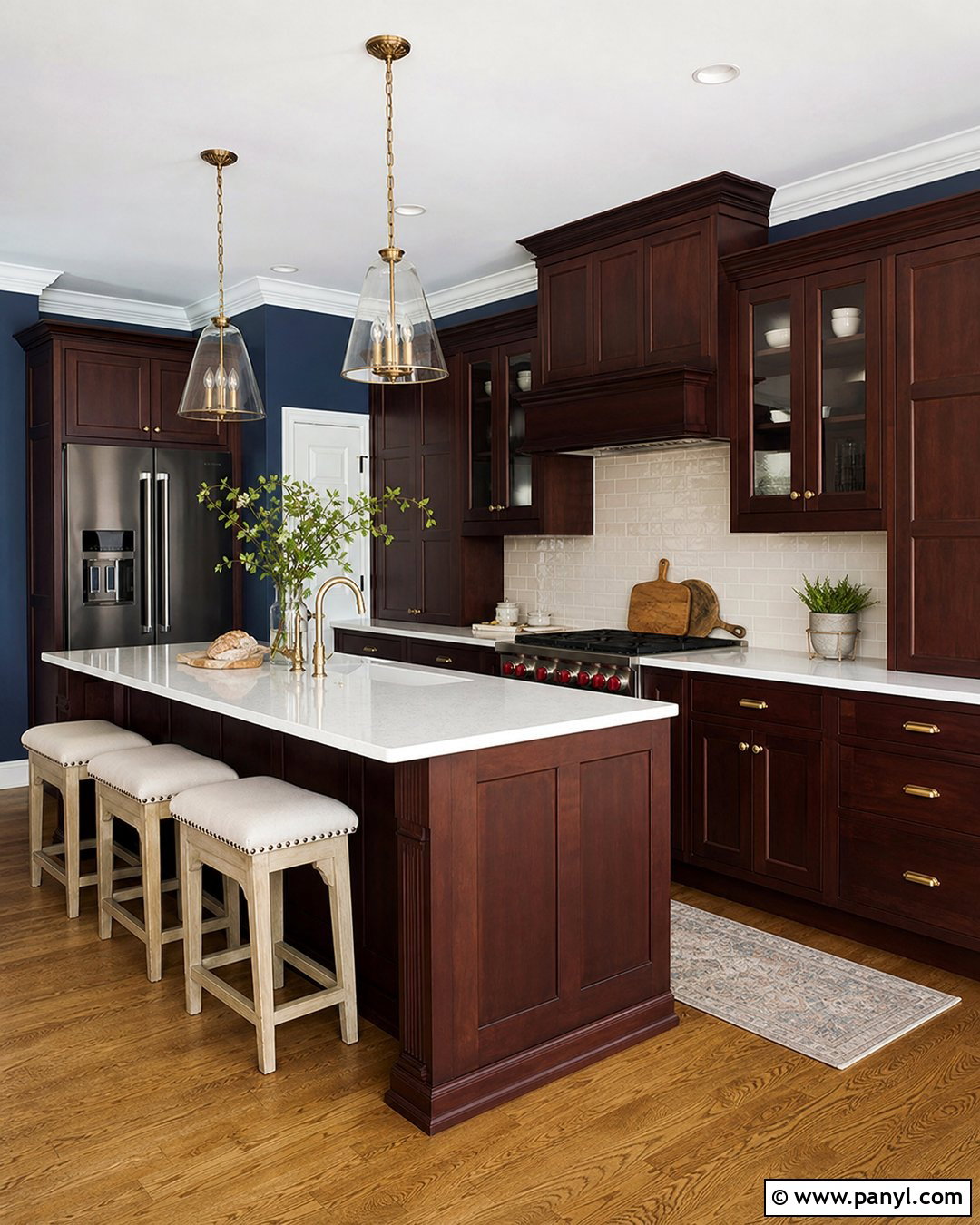 Slate Blue Walls With Dark Cherry Cabinets - 20 Dark Cherry Kitchen Cabinets Wall Color Ideas