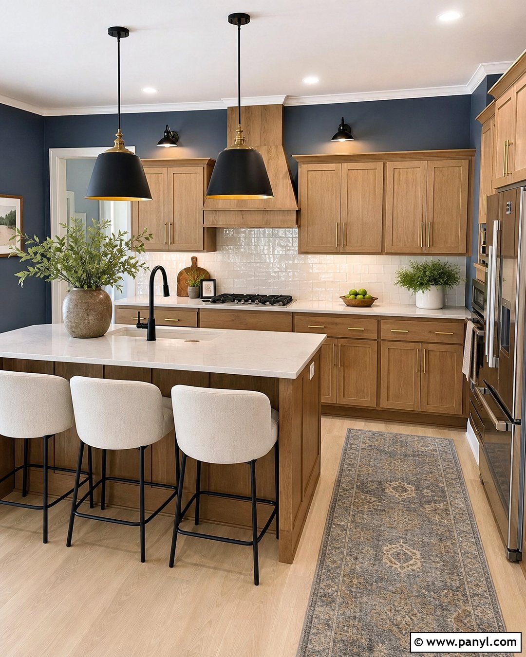 Slate Blue Walls With Honey Oak Cabinets - 35 honey oak kitchen cabinets wall color ideas