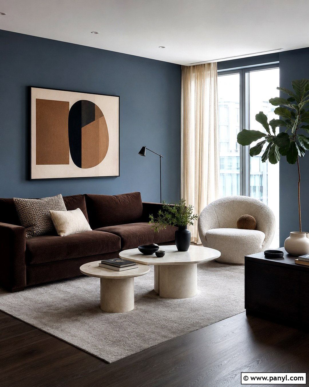 Slate Blue Walls With Mocha Brown Couch - 20 Blue Wall Brown Couch Ideas