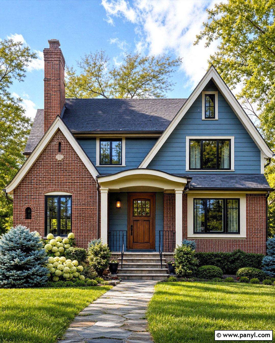 Slate Blue With Red Brick - 20 colors that go with red brick ideas