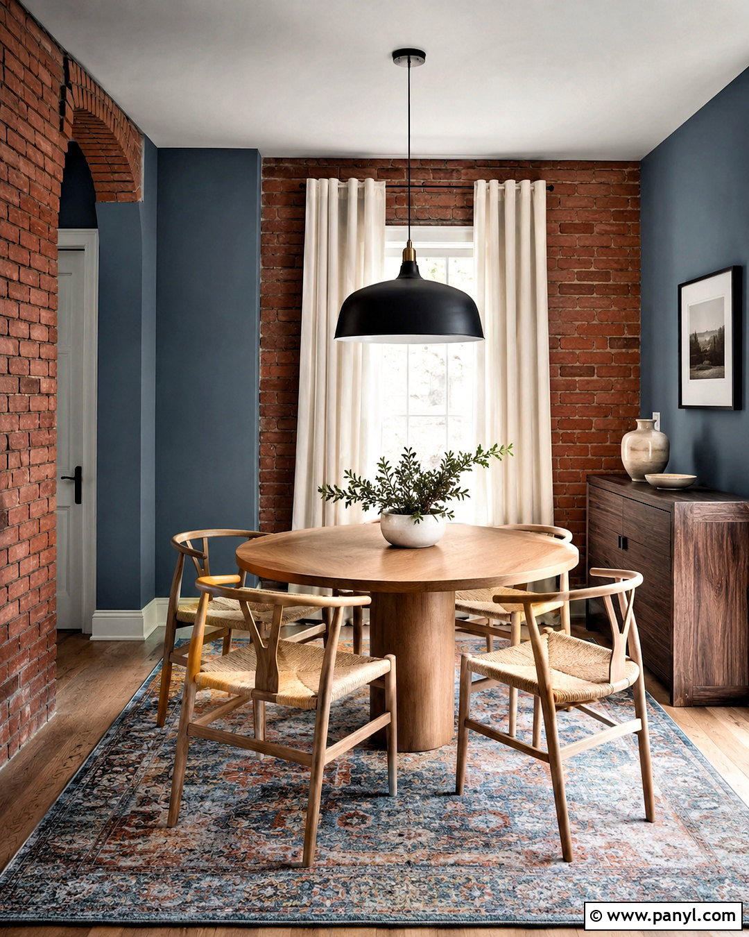 Slate Blue With Red Brick - 20 colors that go with brick interior ideas