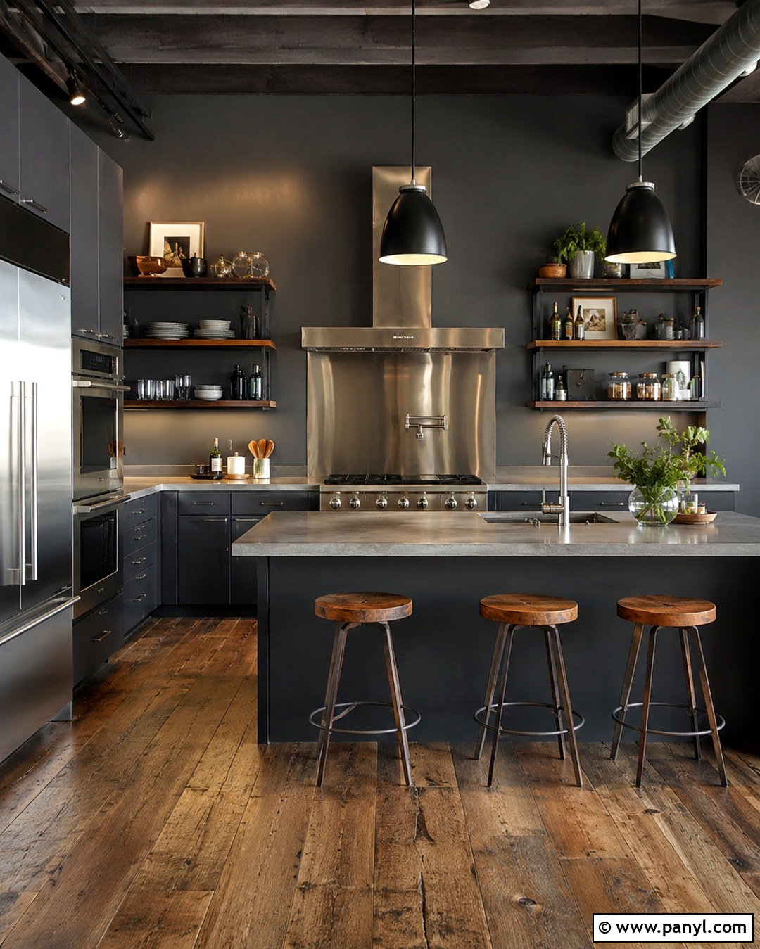 Slate Gray Kitchen Wall With Stainless Steel - 20 dark wall in kitchen ideas