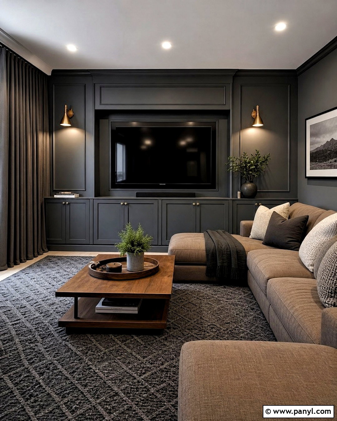 Slate Gray Media Room - 20 gray wall color ideas