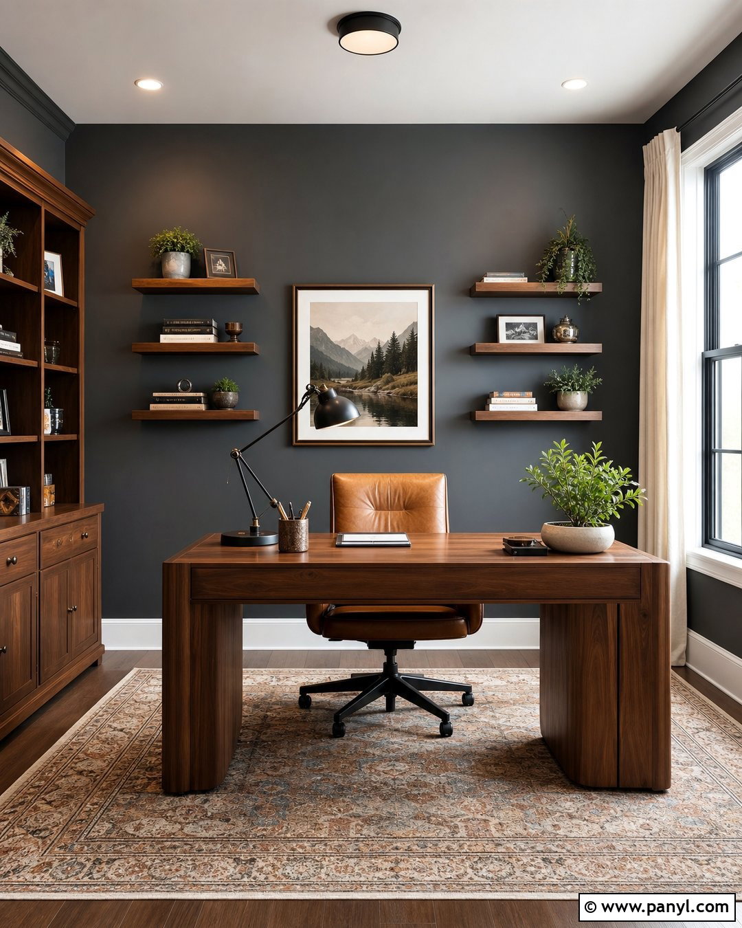 Slate Grey Home Office Accent Wall - 35 grey accent wall ideas