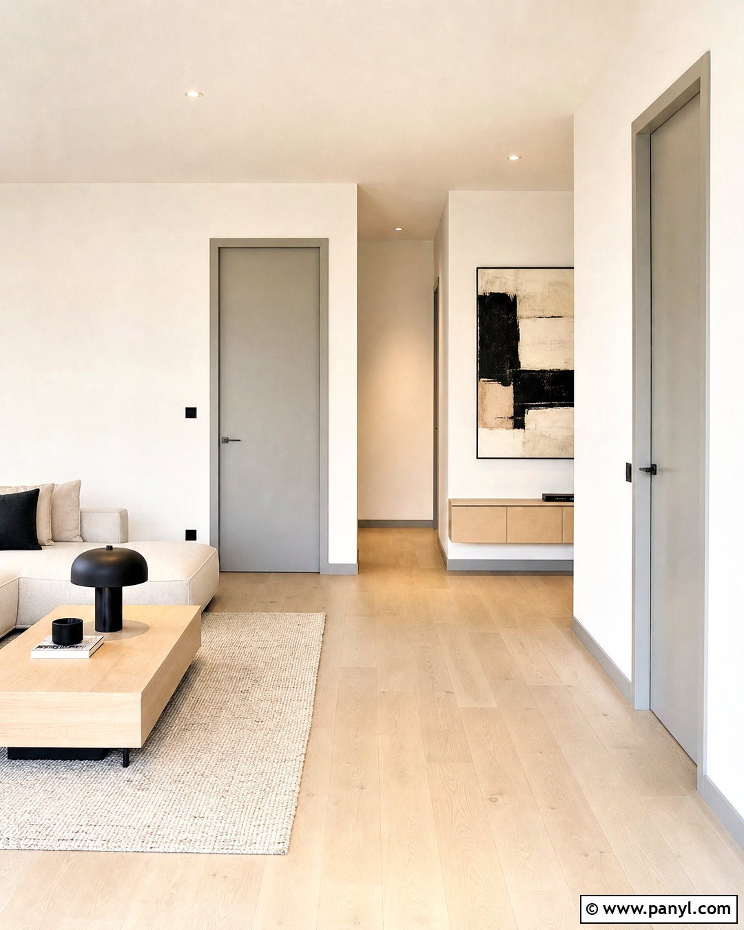 Slim Grey Skirting Boards In A Minimalist Room - 20 grey skirting boards