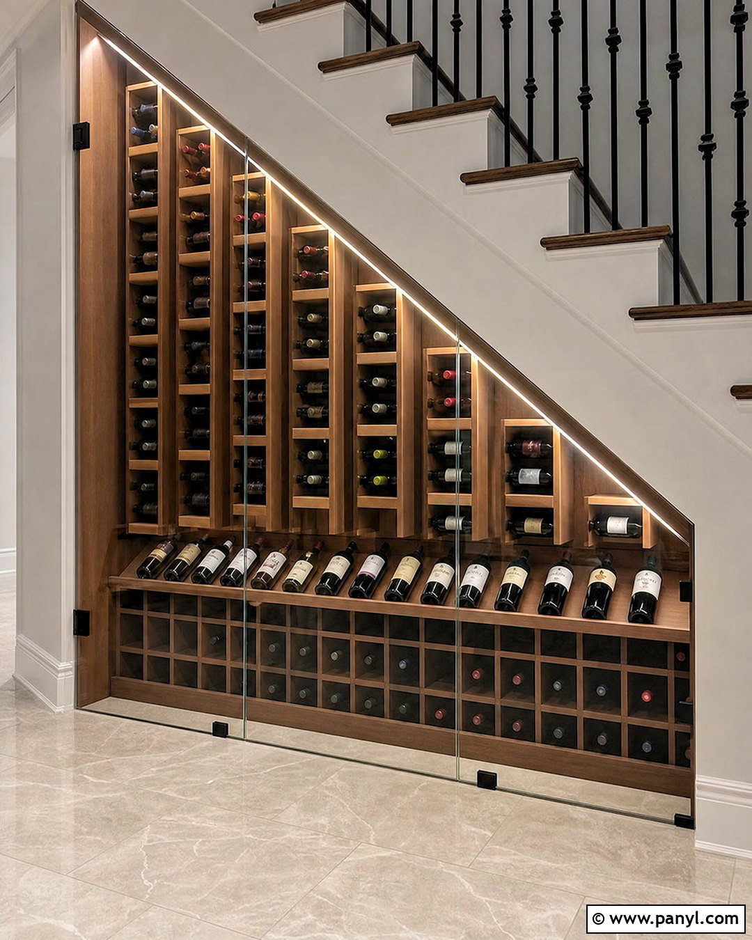 Sloped Rack Under Stairs Wine Cellar - 20 under stairs wine cellar modern ideas