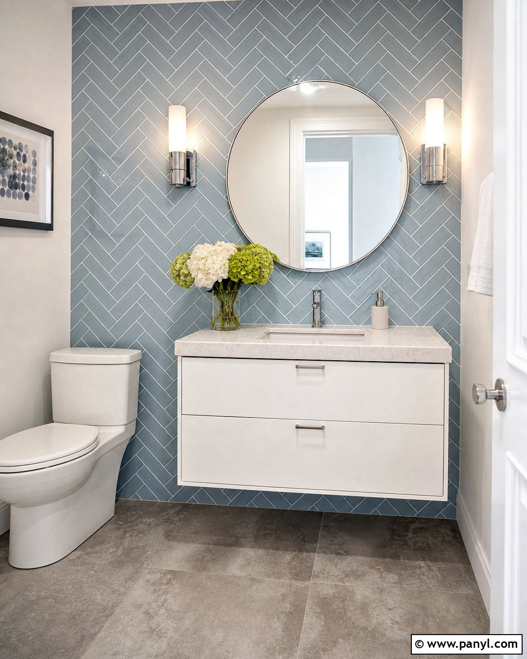 Small Bathroom Accent Wall With Herringbone Subway Tile - 20 small bathroom accent wall ideas