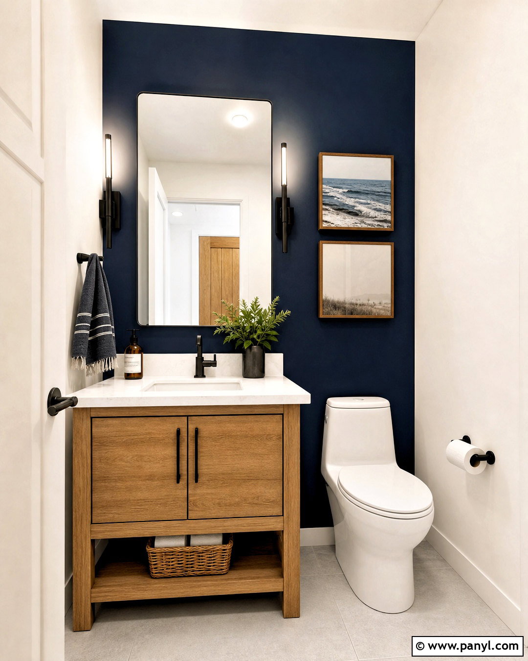 Small Bathroom Accent Wall With Navy Paint - 20 small bathroom accent wall ideas