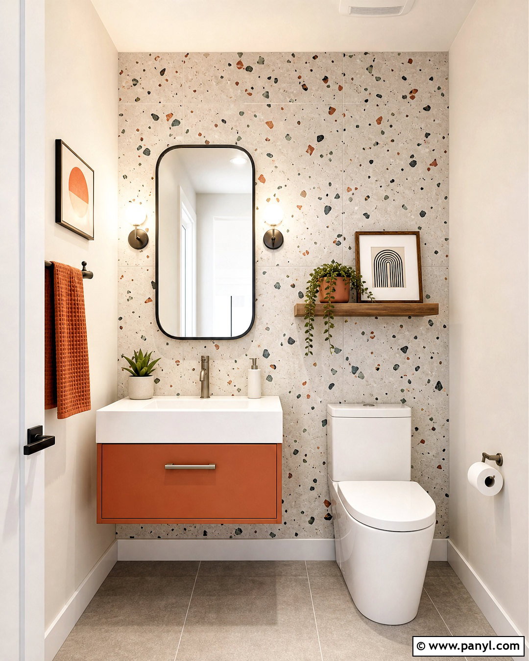Small Bathroom Accent Wall With Terrazzo Tile - 20 small bathroom accent wall ideas
