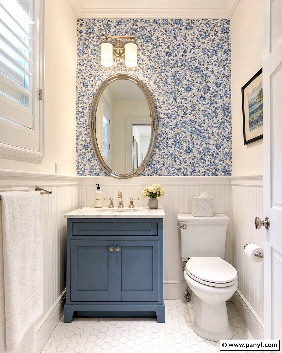 Small Bathroom Accent Wall With Wallpaper And Beadboard - 20 small bathroom accent wall ideas