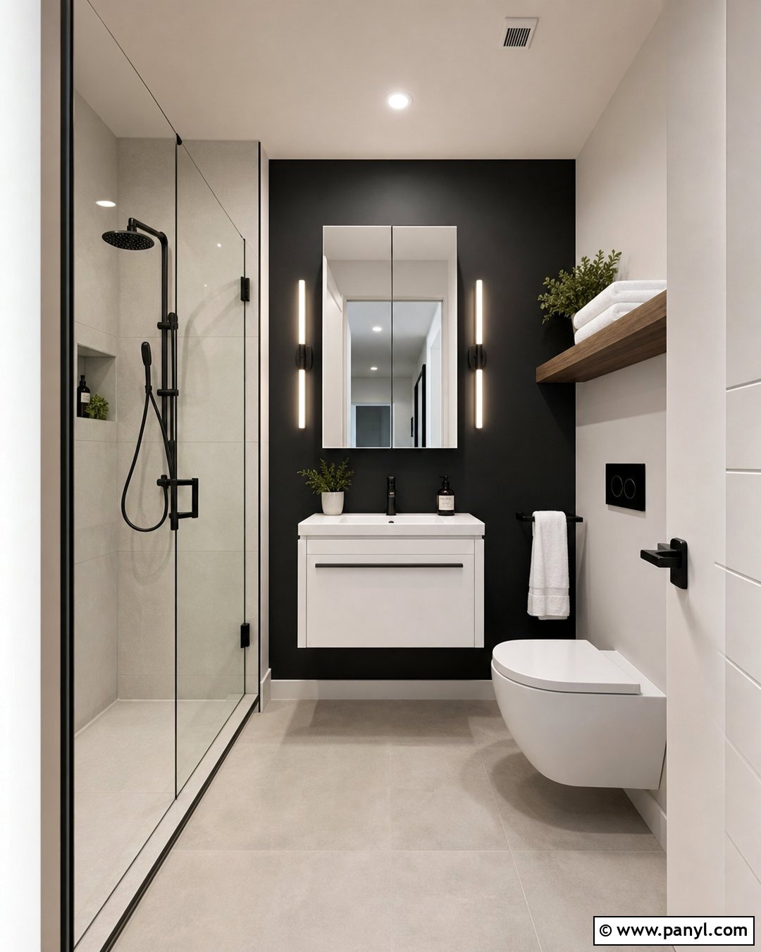 Small Bathroom Black Accent Wall - 35 Black Accent Wall Bathroom Ideas