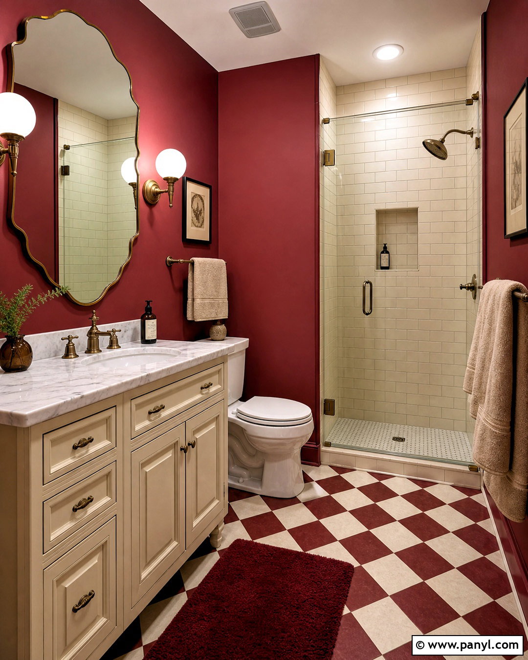 Small Bathroom With Burgundy Walls - 20 small bathroom dark walls