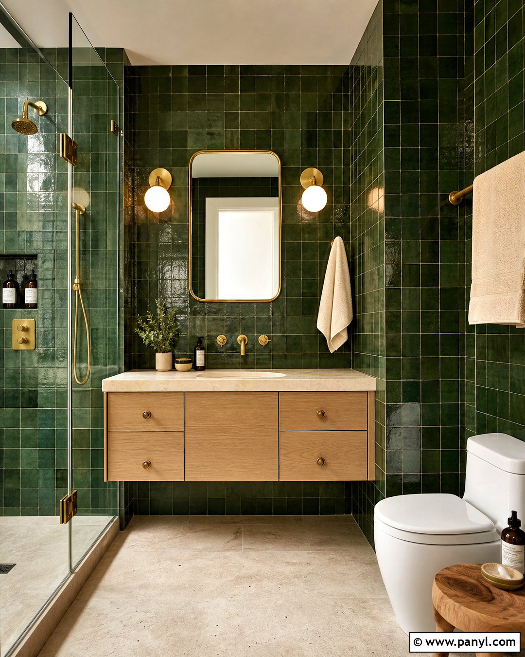 Small Bathroom With Dark Green Zellige Tile - 20 small bathroom dark walls
