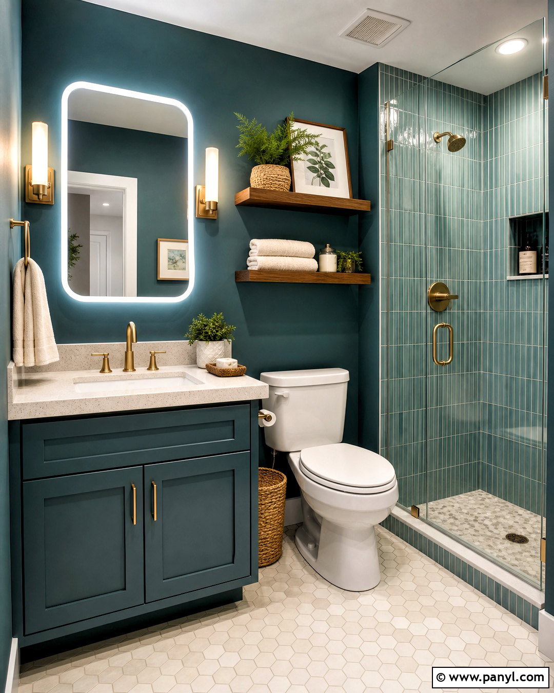 Small Bathroom With Deep Teal Walls - 20 small bathroom dark walls