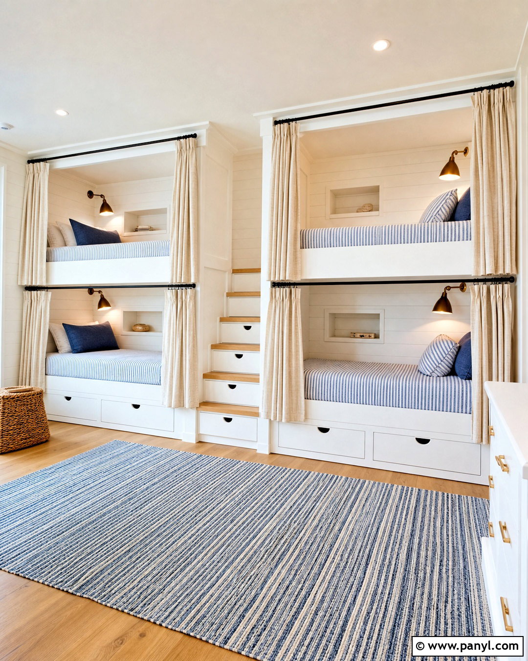 Small Beach House Built-In Bunk Room - 20 small beach house interior ideas