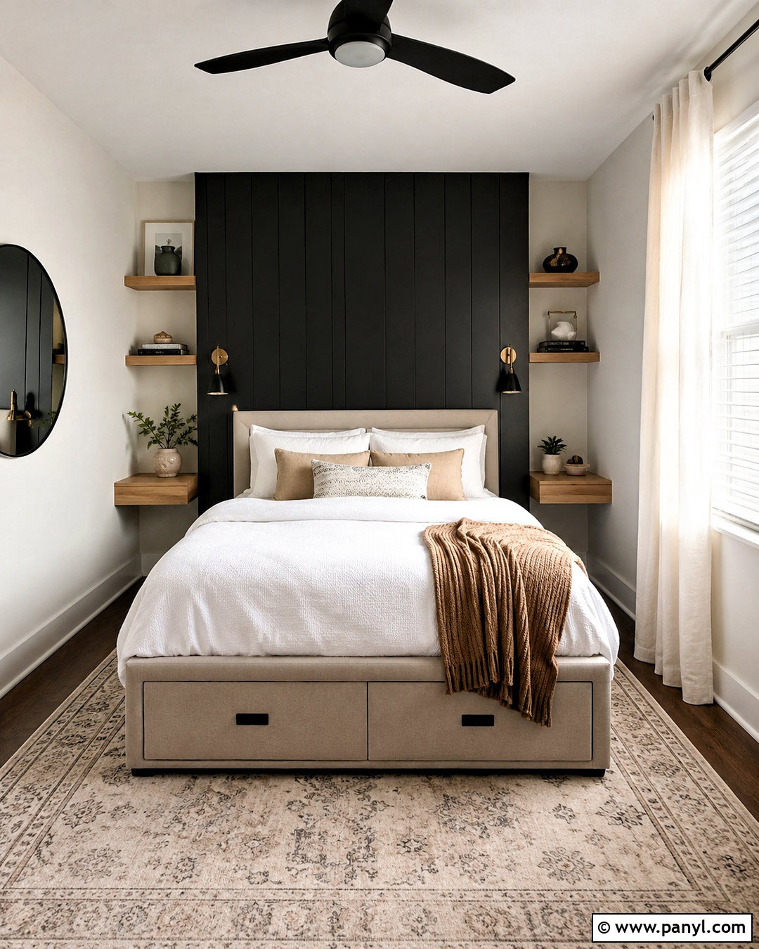 Small Bedroom With Black Paneling - 20 black panelling bedroom ideas