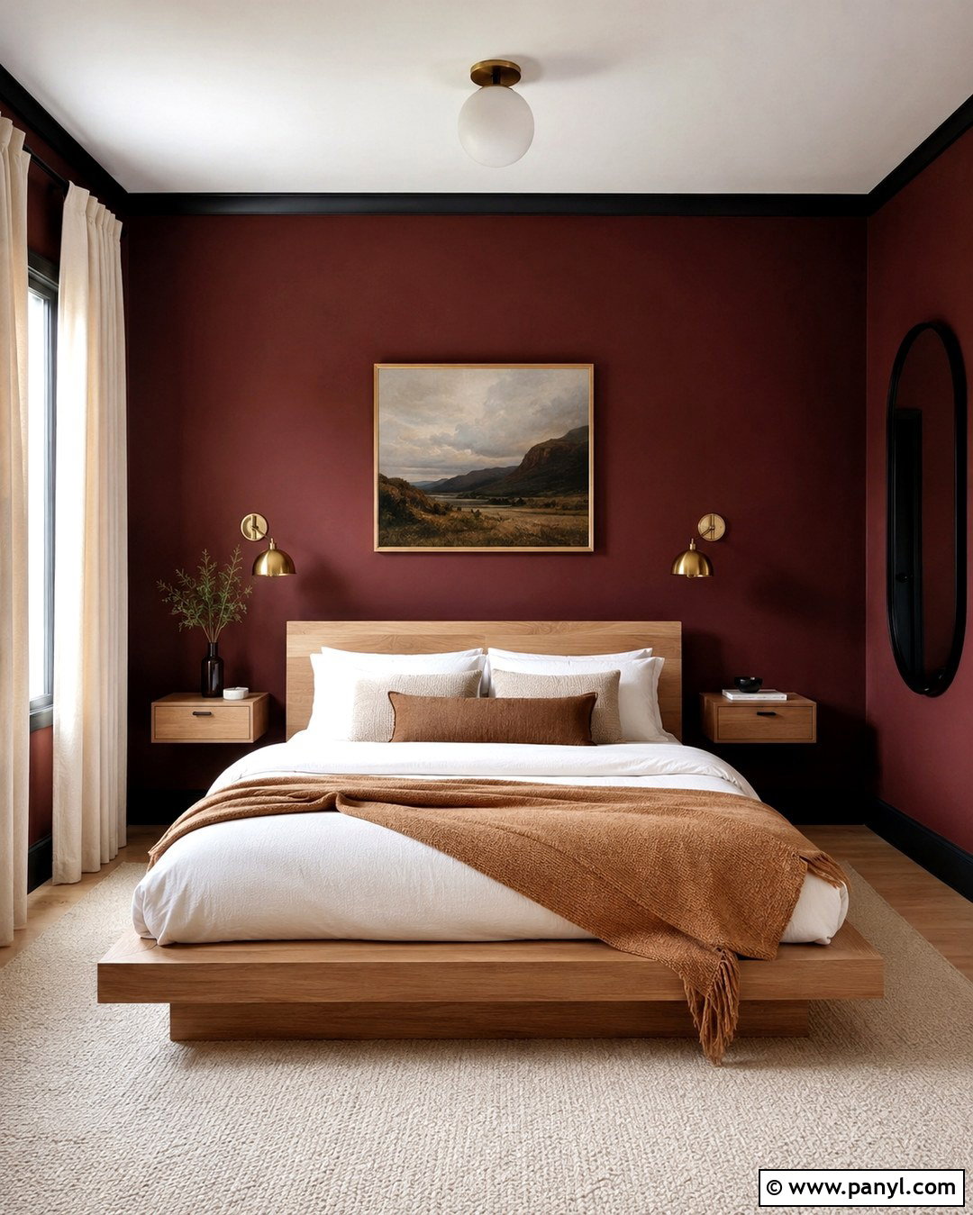Small Bedroom With Burgundy Walls And Black Trim - 20 Burgundy Walls With Black Trim Ideas
