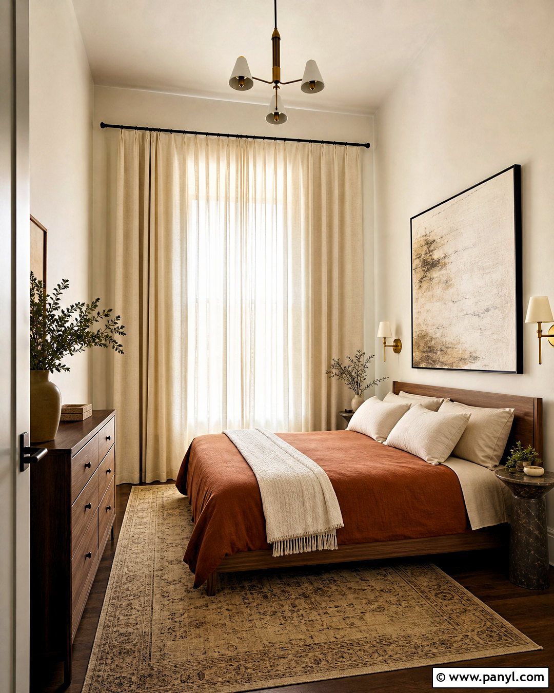 Small Bedroom With Floor-To-Ceiling Curtains - 20 small bedroom ideas