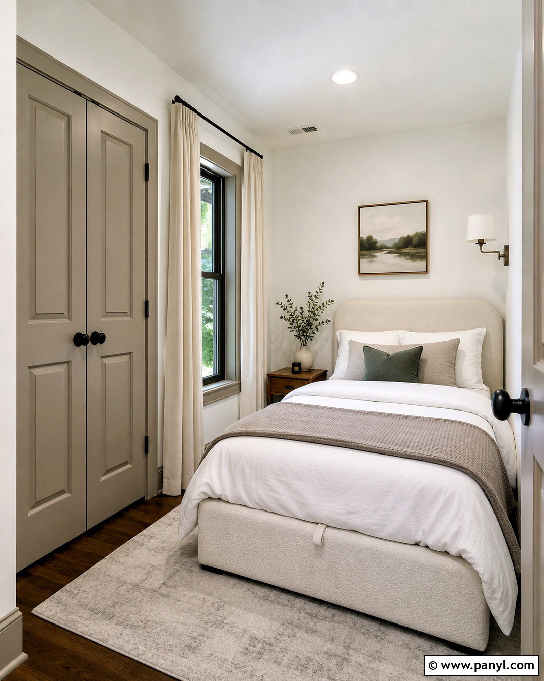 Small Bedroom With Taupe Trim - 35 Taupe Trim White Walls