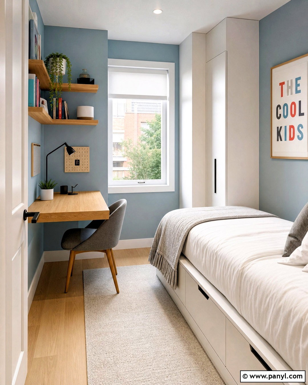 Small Bedroom With Wall-Mounted Desk - 20 bedroom ideas for small rooms