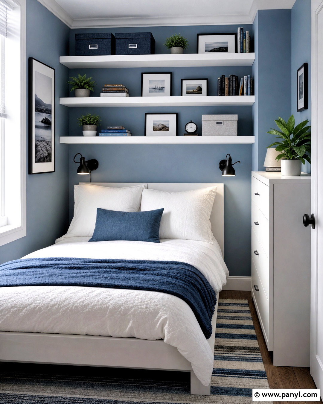 Small Bedroom With Wall Shelves - 20 small bedroom ideas