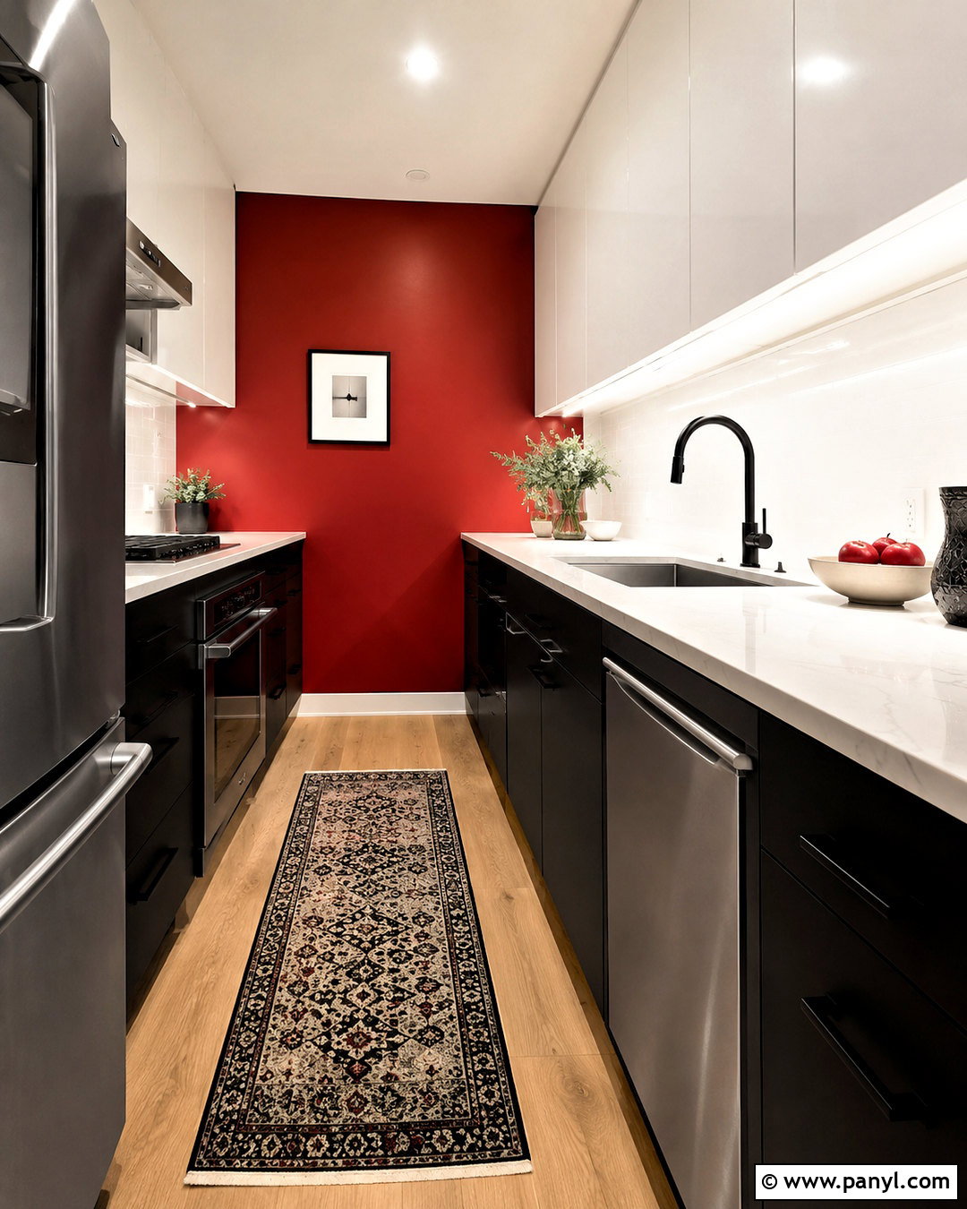 Small Black And Red Galley Kitchen - 20 black and red kitchen ideas
