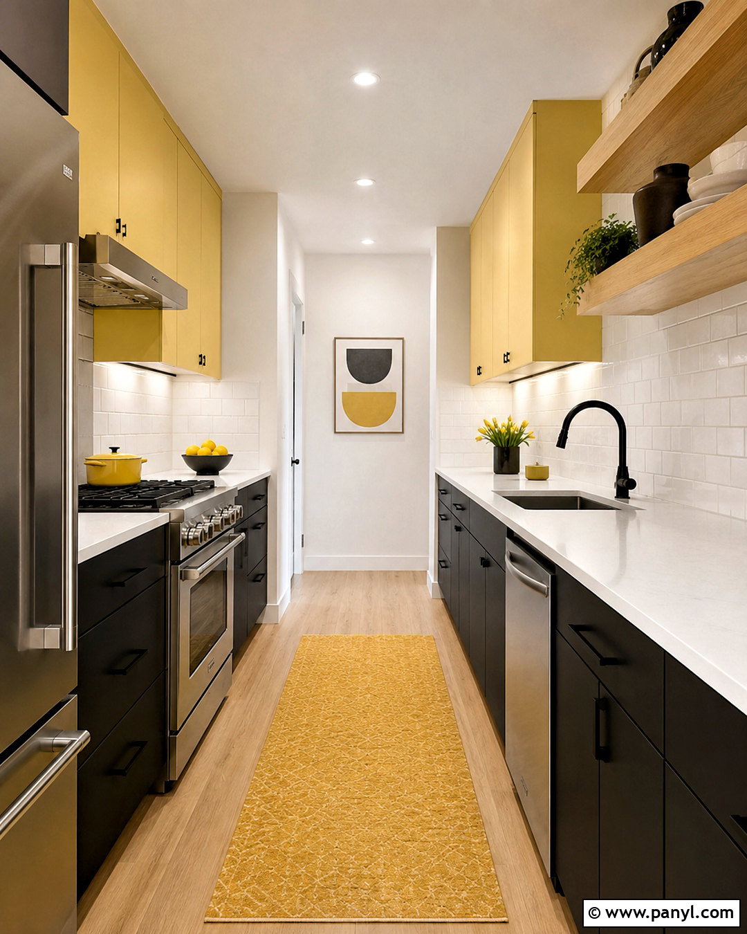 Small Black And Yellow Galley Kitchen - 20 black and yellow kitchen ideas
