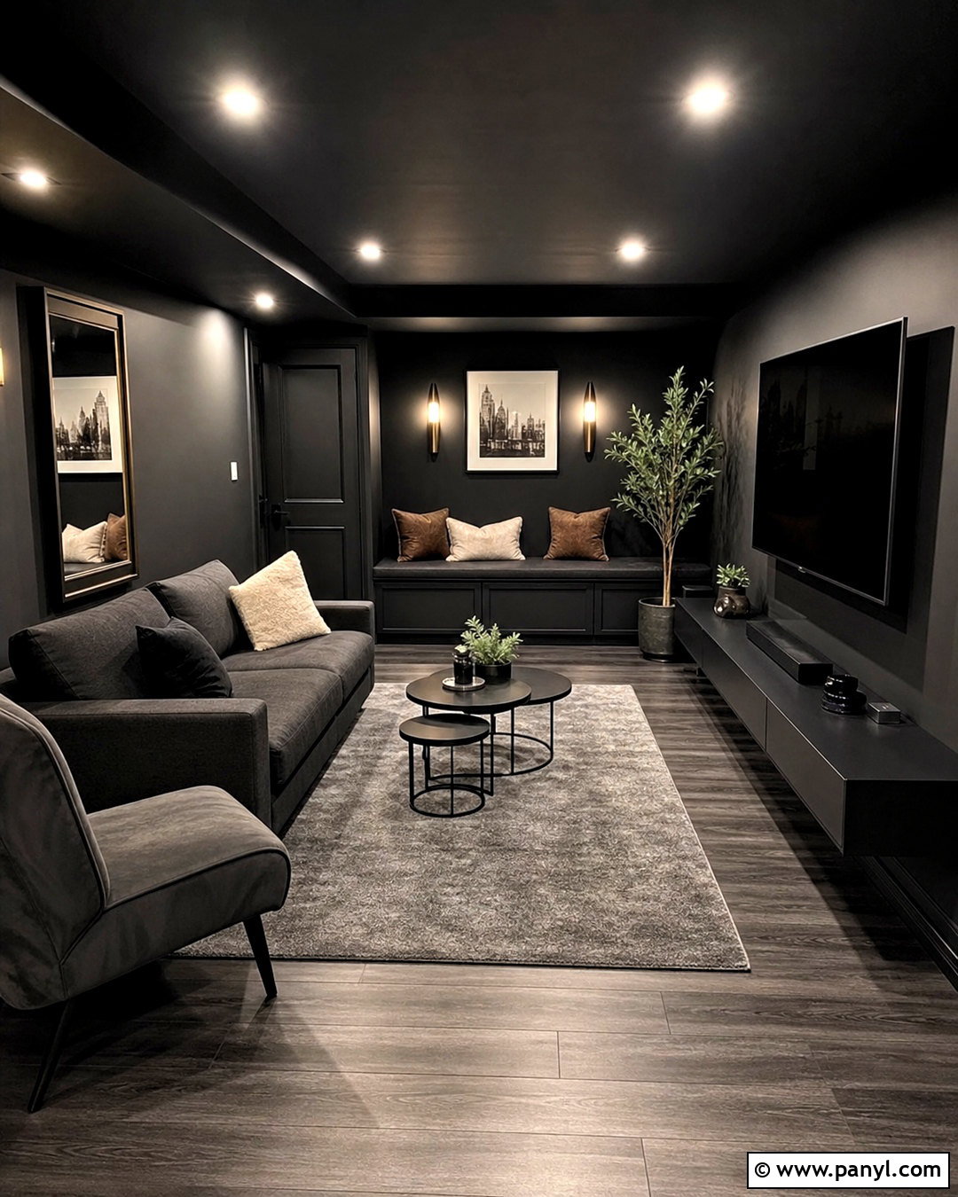 Small Black Basement - 20 all black basement ideas