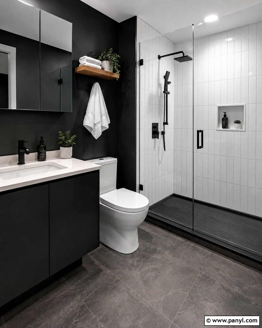 Small Black Bathroom With White Tile - 20 black bathroom aesthetic ideas
