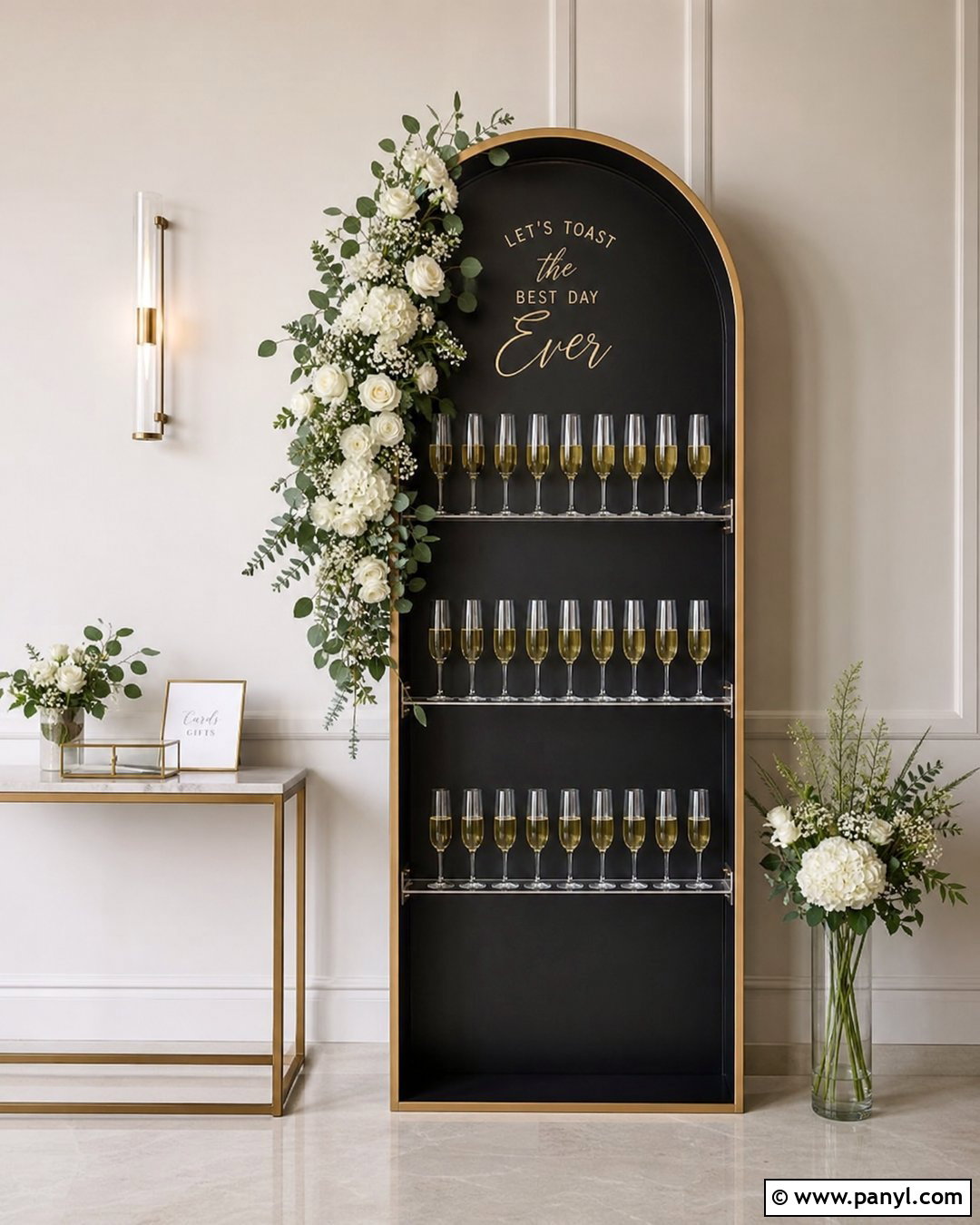 30 Black Champagne Wall Ideas for Elegant Party Displays
