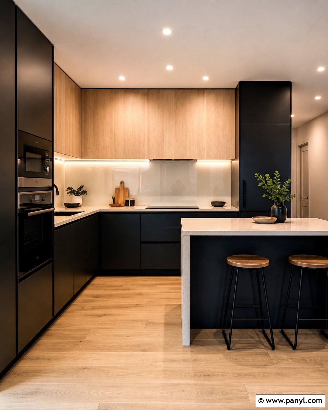 Small Black Kitchen With Light Wood - 20 black kitchen interior ideas