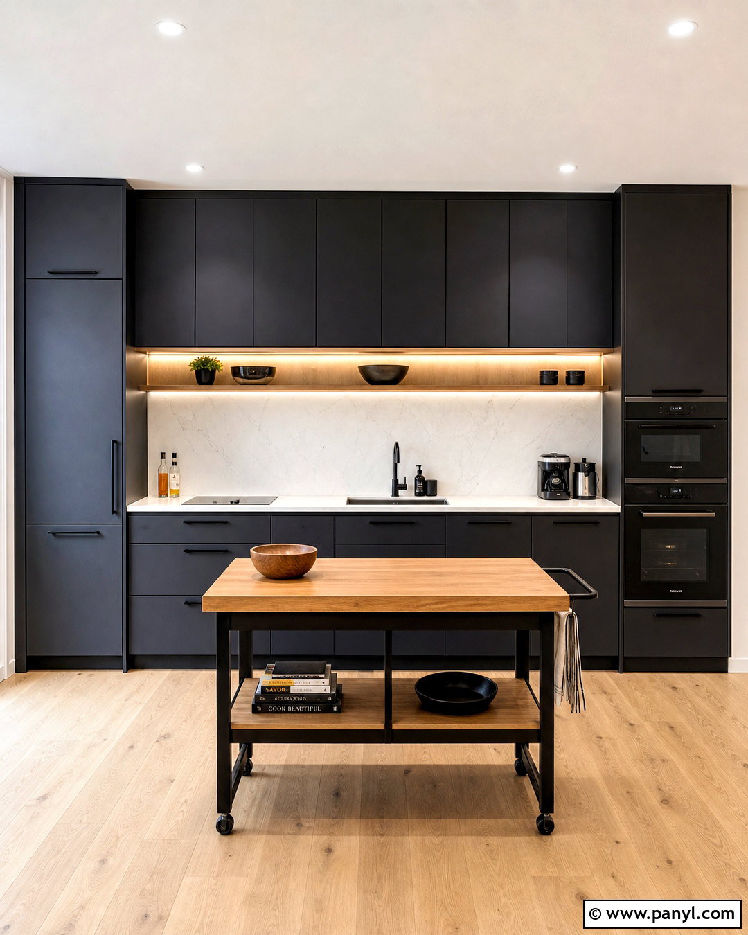 Small Black One-Wall Kitchen - 20 small black kitchen ideas