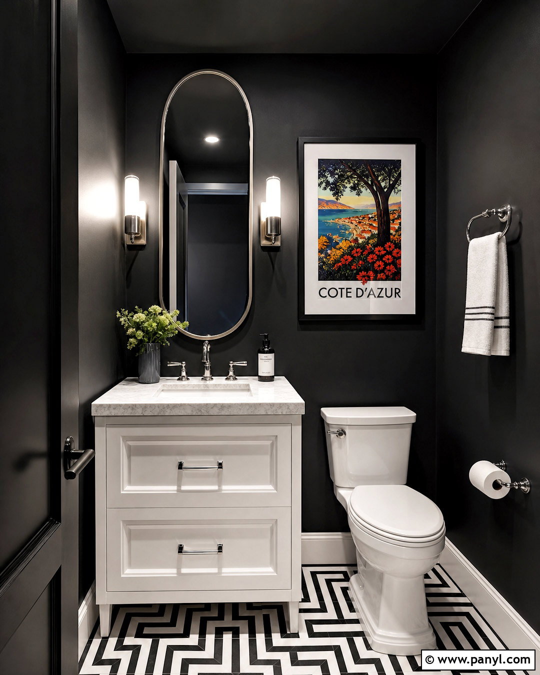 Small Black Painted Powder Room - 20 black painted bathroom ideas