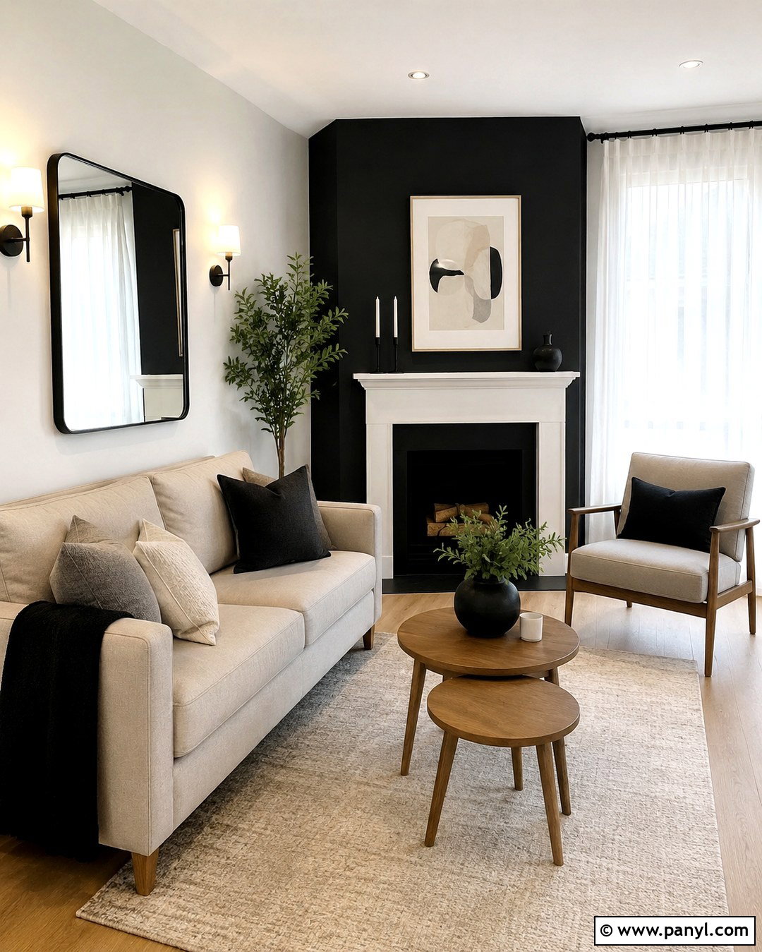 Small Black Wall With White Fireplace - 20 Black Accent Wall White Fireplace Ideas