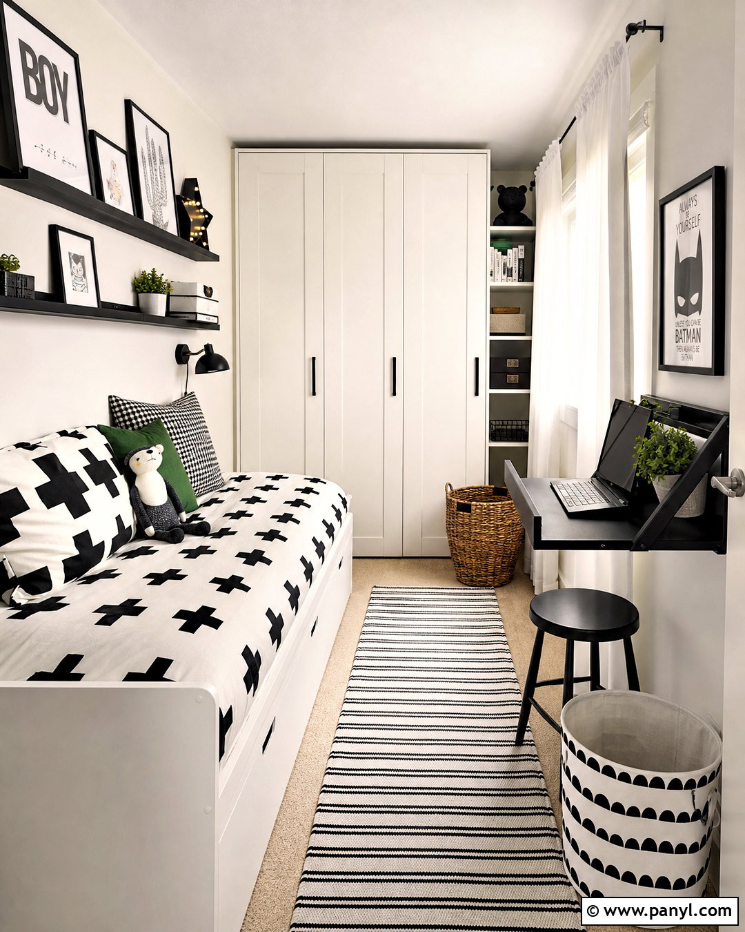 Small Black and White Kids Room - 20 black and white kids room ideas