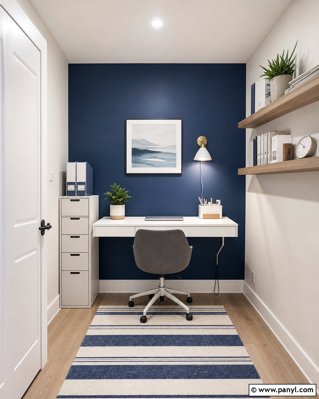 Small Blue Accent Wall Study Room - 20 Blue Accent Wall Study Room Ideas